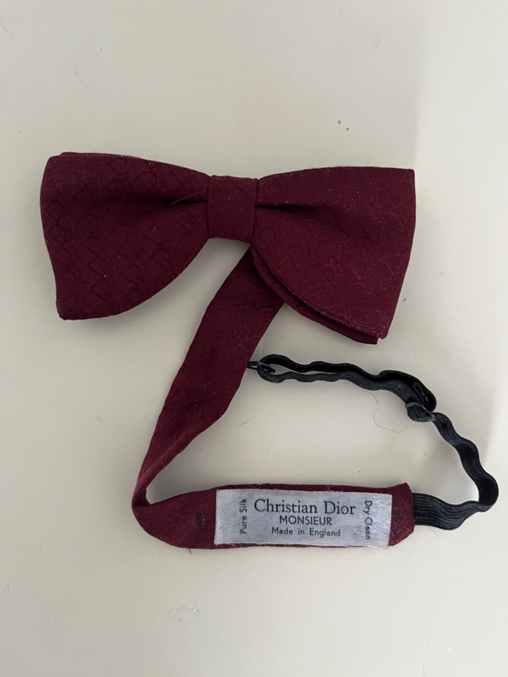 Vintage Dior Monsieur Silk Bow Tie in Deep Burgundy